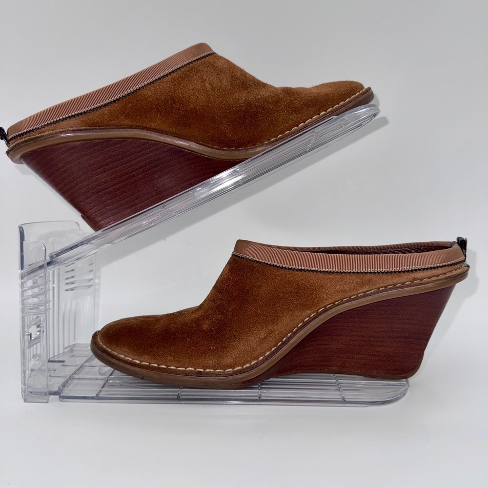 Cole Haan Womens 8B Brown Suede Wedge Mules Slip On Clogs D2017688 - Picture 3 of 9